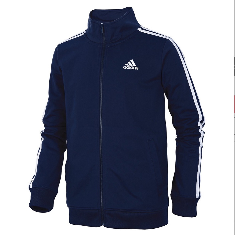 ADIDAS BOYS’ SIZE 8 ZIP FRONT ICONIC TRICOT JACKET
